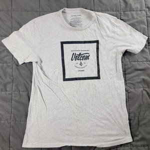 Volcom Mens Large Gray T Shirt Short Sleeve Casual Logo Street Wear Outdoors